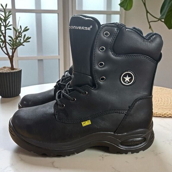 Converse Work Boots Men’s 8 Athlite C6880 Black Met Guard 8” Steel Toe NEW - Picture 1 of 7